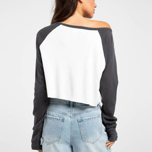 Camiseta de manga larga transpirable nueva salida de fábrica mejores mujeres Crop Top camisetas mejores cosas de algodón mujeres desgaste Crop Top camisetas - Product Image 6
