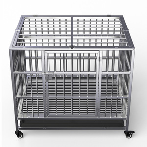 Metal indoor portable cheap collapsible dog crate pet cages & houses dog kennel for medium dog with wheels