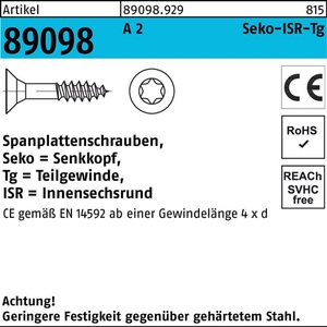 Tornillos para aglomerado R 89098 SEKO ISR TG 4x45-T20 A2 Paquete de 200 piezas - Product Image 1