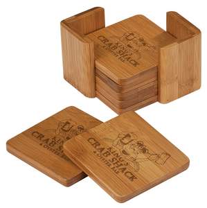 Square Solid Oak Wood Coaster Set Coffee Mug Drink <b>Mat</b> Rustic Handmade Table Protector Home Kitchen Hotel Restaurant Supplies - Product Image 5