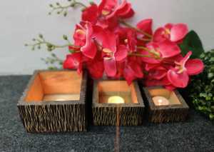 Cire de bois naturel, brun clair en forme de col moyen, personnalisé, fait à la main, décoration de la maison, porte-bougie - Product Image 6