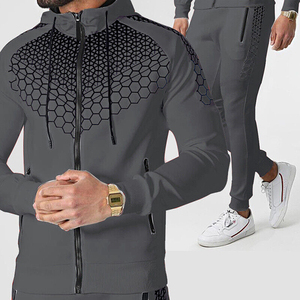 Survêtement deux pièces de style sweat à capuche de haute qualité pour hommes, conception de logo personnalisable, entraînement/fitness confortable, grande taille, solide - Product Image 3