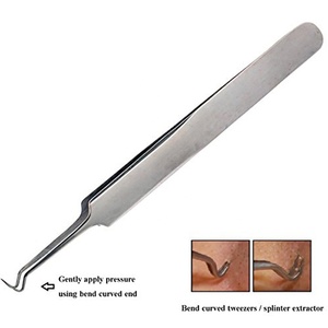 Extracteur d'acné de points noirs, kit de pincettes de points noirs incurvés, outils professionnels d'élimination des imperfections d'acné de bouton en acier inoxydable - Product Image 2