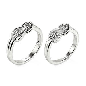 Ensemble de bagues de fiançailles classiques en argent sterling plaqué rhodium Jeulia, nœud d'amour - Product Image 2