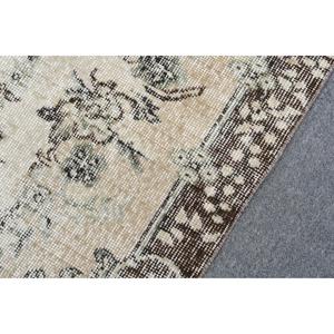 Vintage Turkish Rug, 3.8x6.8 ft Rug, <b>Brown</b> Camouflage <b>Wool</b> Rug - Product Image 5