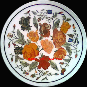 การตกแต่งภายในหินอ่อนสีขาวแบบฝังบนโต๊ะสำหรับงานตกแต่งภายในใช้จากหินอ่อนสีขาวของผู้ส่งออกอินเดีย - Product Image 1