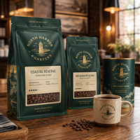 AT PACK Ensembles d'emballage pour thé et café 100g, Boîte en papier Doypack personnalisée pour café filtre pour la France, Kits d'emballage pour torréfacteurs et cafés