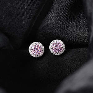 Modernos Pendientes de Plata con Diamante Solitario Rosa, Oro Rosa de 18K, en Forma de Corazón, Diamante, Esmeralda, Perla, Regalo de Boda o Compromiso - Product Image 2