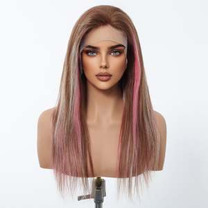 DWY <b>Long</b> Length Rose Gold Lace Human Hair <b>Wig</b> 100% Virgin Remy Hair 36-38 Inches 12A Grade HD Color Lace - Product Image 5