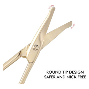 Petits ciseaux de sécurité pour les poils du nez, lame courbée avec pointe arrondie en acier inoxydable pour la manucure, les cuticules, les sourcils - Product Image 3