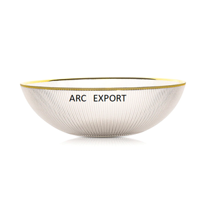 Golden With Glass Design Style Fancy New Stylish Modern Ware <b>Large</b> Unique With 2 Handle <b>Serving</b> <b>Bowls</b> - Product Image 2