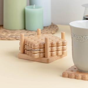 Ensemble de sous-verres carrés en bois de manguier avec support assorti pour une protection de table écologique pour la maison et la cuisine - Product Image 2