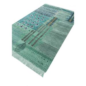 Tapis Manchaha vert en laine et soie de bambou noué à la main, grand rectangle à motif géométrique pour la décoration de la maison et du salon, pour adolescents - Les-2589 - Product Image 2
