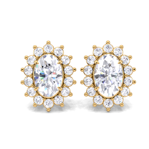 IGI Certified Lab Grown Diamond Oval Halo Stud <b>Earrings</b> 14K <b>Gold</b> Cluster Halo Diamond Studs - Product Image 4