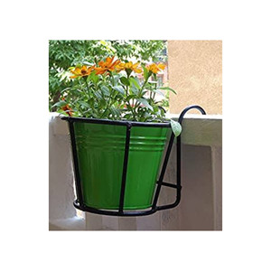 Pots de fleurs 3 pièces, revêtement en poudre avec support de balustrade pour la maison, intérieur, jardin, décoration, Pots de fleurs pour fête - Product Image 2