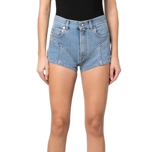 Shorts de mezclilla elásticos de cintura alta para mujer, lavables, de alta calidad, para verano. - Product Image 1