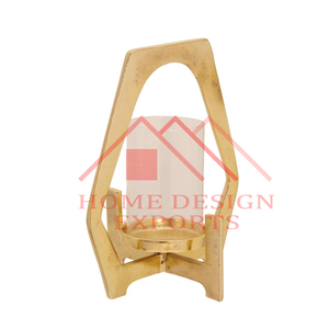 Vela de vidrio y metal de aluminio fundido con acabado dorado-Hurricane - Product Image 3
