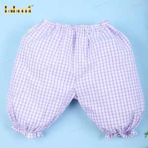 Ensemble de vêtements 2 pièces pour fille smockés à rayures lavande personnalisé en gros de Manufacturer-BB3149 OEM ODM - Product Image 3