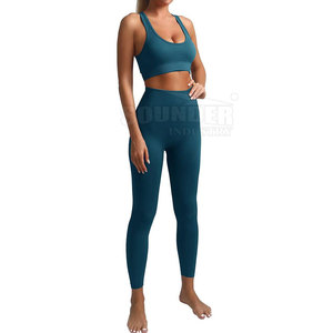 Pakistán hizo un cómodo conjunto de Yoga para mujer Patrón sólido 2 piezas Precio de venta en línea Equipo de yoga Conjunto de yoga cómodo para mujer - Product Image 3