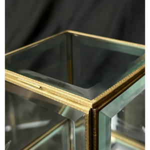Customized Gold Metal Framed Brass <b>Crystal</b> Glass Jewelry Box Elegant Storage and Home Decorative Item - Product Image 3