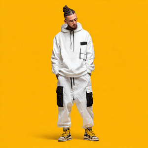 Conjunto Deportivo Holgado de 500 GSM con Estampado para Hombre, Sudadera con Capucha Holgada, Pantalones Deportivos Anchos, Conjunto Deportivo Holgado de Invierno para Hombre - Product Image 4