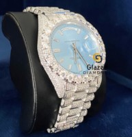 Nouvelles Montres Tendance de Luxe Faits Main en Acier Inoxydable ETA Entièrement Serties de Moissanite VVS, Mouvement Automatique, Cadran en Verre, Analogique, Style Hip