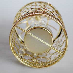 Gold Metal <b>Lantern</b> <b>Candle</b> Holder Decorative Cutwork Cage Hanging Design Home Garden Wedding Table Festival Accent Piece Use - Product Image 4