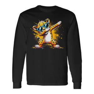 Camiseta de manga larga colorida con estampado de guepardo y gafas de sol - Product Image 1