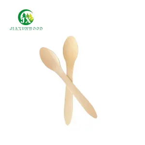 Biyobozunur çevre dostu tek kullanımlık 186mm uzun saplı kaşık ahşap çatal-bıçak takımı özel logo üreticileri ticaret