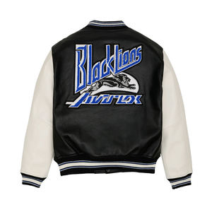 แจ็คเก็ตหนังแท้สำหรับผู้ชายเสื้อแจ็คเก็ต Avirex พิมพ์โลโก้ตามสั่งมีสไตล์ทันสมัย - Product Image 5