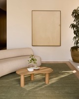 Tapis en laine fait main vert sauge personnalisé, doux et moelleux, à poils longs de 15 mm, design moderne, durable, couleur unie