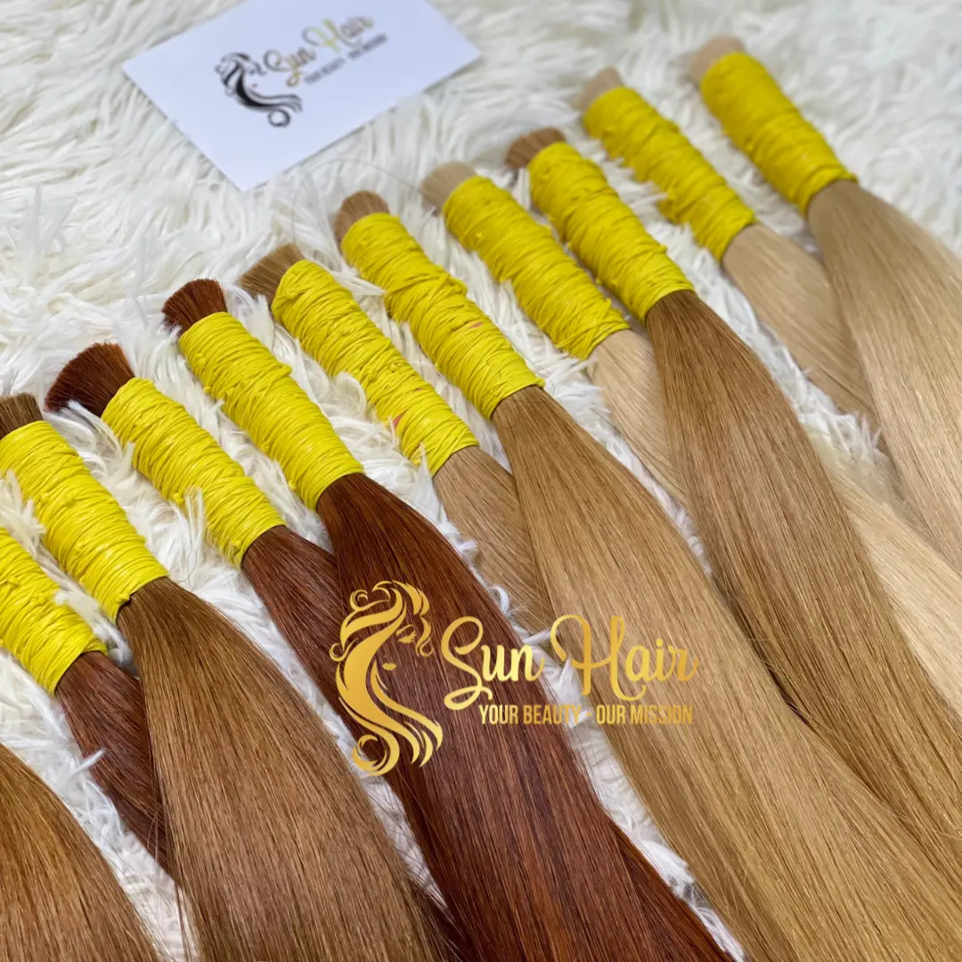 Hoge Kwaliteit Natuurlijke Rechte Verschillende Kleuren Super Dubbel Getrokken Bulk Haar 100% Vietnamese Human Hair Extensions