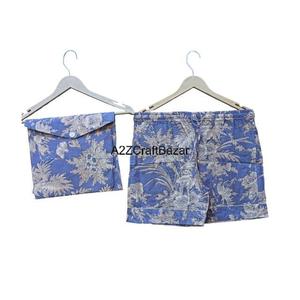 100% Pure Floral Print Shorts <b>Pajama</b> Set <b>Women</b> Digital Printed Luxury Vintage Cotton Breathable <b>Summer</b> Night Wear Casual - Product Image 3