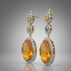 Pendientes de Plata de Ley 925 con Circonita Cúbica en Forma de Pera Amarilla, Chapados en Oro de 18K, Modernos y Elegantes, con Piedra Preciosa Amarilla Natural - Product Image 2