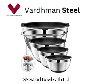 Articles à succès 2025 Bol à salade en acier inoxydable avec couvercle en plastique, bol à salade avec couvercle, Bol à salade métallique - Product Image 5