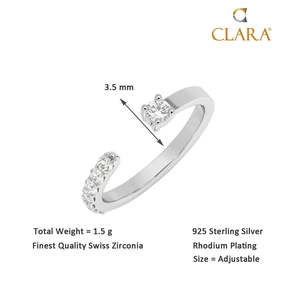 NOVAMART Fine 925 Sterling <b>Silver</b> Cute Finger <b>Ring</b> <b>Adjustable</b> Band with Vintage Eternity Inlay Fashionable and Stylish Plain Who - Product Image 5