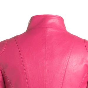 Direct Factory Sale Low MOQ <b>Women's</b> Plus Size Fashion Leather <b>Jacket</b> for Winter Solid Pattern With Front Logo <b>Zipper</b> Closure - Product Image 6