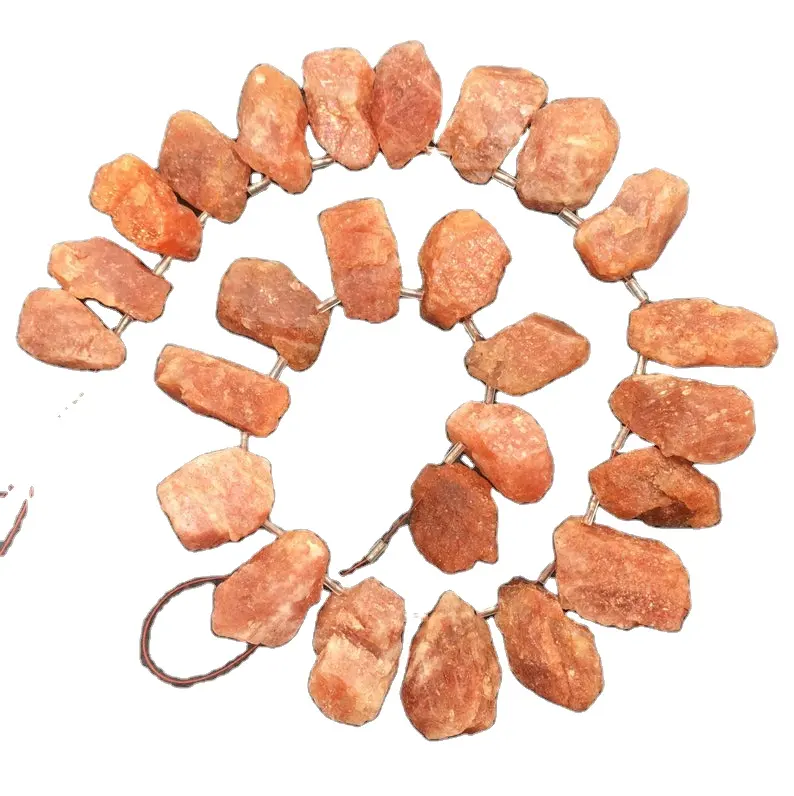 Pietra del sole naturale forma irregolare ruvida 26 pezzi grezzo di dimensioni enormi trapano laterale superiore che fa gioielli collezione di pietre arancioni taglio stile