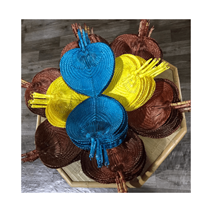 Ventilateur à main en bambou d'usine/ventilateur en feuille de palmier pour événement de fête d'été mariage prêt à expédier - Product Image 2