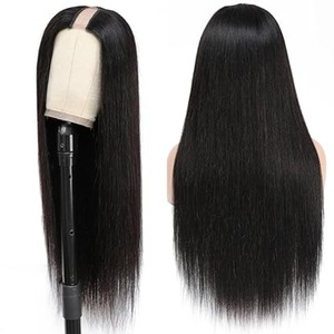 Peluca de pelo virgen liso con parte en U - Product Image 1
