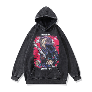 Sweat à capuche Anime pour homme 100% coton, effet délavé, imprimé décontracté, motif multi-graphe style Anime, pour l'automne - Product Image 1