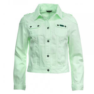 Nouvel arrivage de veste en jean extensible pour femme Manteau en jean décontracté pour femme Veste à manches longues en jean vieilli pour femme - Product Image 1