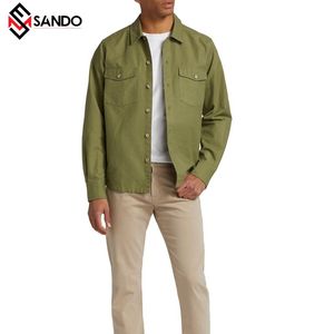 Custom logo Long Sleeve Cotton <b>Corduroy</b> Clothing <b>Shirt</b> <b>Men's</b> Regular Safari Style <b>Shirt</b> for <b>Men</b> - Product Image 2