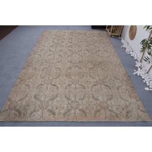 Vintage Beige Laine Patchwork Tapis Grande Surface 6x9ft Turc Décor Rectangle Couloir Motif pour Chambre Sol Latex pour Lit - Product Image 1