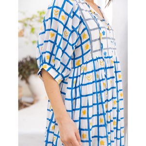 Vestido Maxi de Algodón con Estampado de Bloques Archie para Mujer - Elegante Vestido Largo para Fiesta - Product Image 4