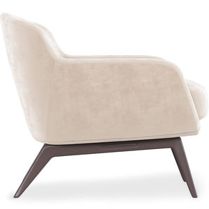 Canapé moderne 1 place Jenna en structure en bois de teck massif et tapissé en velours blanc ivoire avec finition noyer pour une utilisation intérieure - Product Image 3