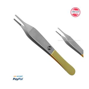 Pinces chirurgicales TC Adson pour pansements, pinces à tissus à pointes dentelées, longueur 4,75 pouces, acier inoxydable, instruments chirurgicaux - Product Image 1