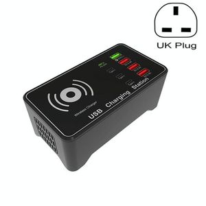 ที่ชาร์จแบตเตอรี่ในรถยนต์ A7 กำลังสูง 100W พร้อมพอร์ต USB 4 ช่อง รองรับ PD 20W และ QC3.0 พร้อมระบบชาร์จไร้สาย 15W สำหรับ QI ที่ชาร์จอเนกประสงค์สำหรับรถยนต์ในสหราชอาณาจักร - Product Image 1