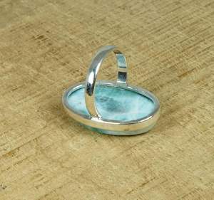 Blue Larimar Ring Oval Gemstone 925 Sterling <b>Silver</b> Handmade Jewelry Caribbean Stone Ring For Women Wholesale - Product Image 6