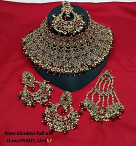 Traditional Antique Handmade CZ Studded Thread Work Patwa Indian Necklaces Earrings & Head Wear For Womens & <b>Girl</b> <b>Jewellery</b> <b>Sets</b> - Product Image 3